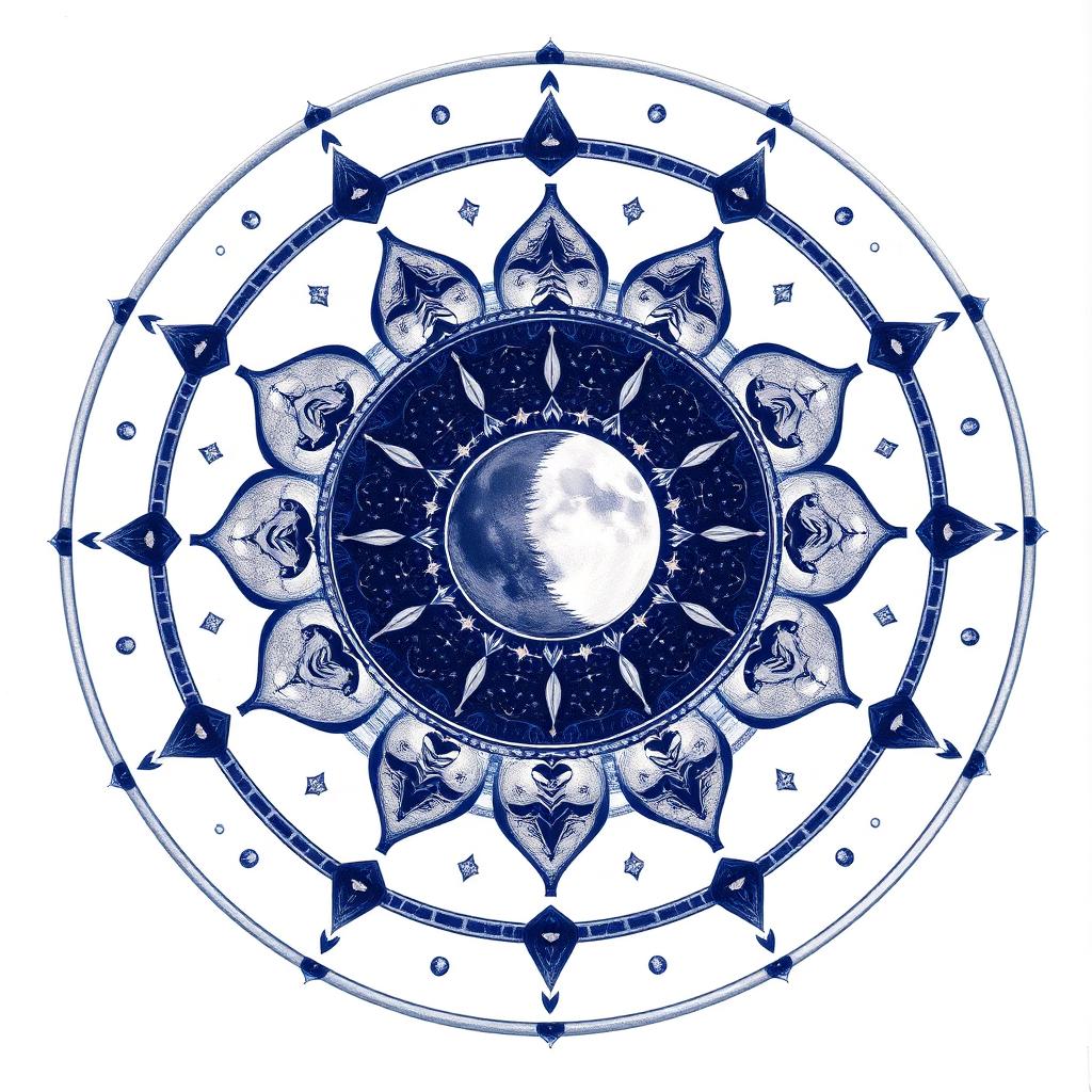 Mandala Lunar — Feminino Sagrado e Ciclos — mandala espiritual gratuita para baixar